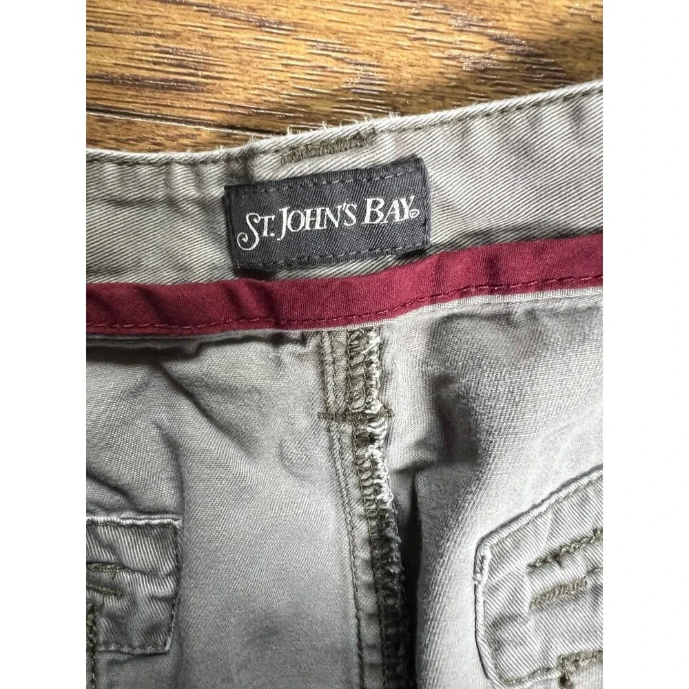 Vtg St Johns Bay Cargo Shorts Mens 36 Gray Khaki Cotton Outdoor Hiking Fishing